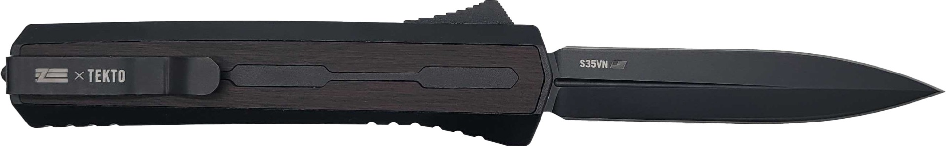 Zastava A7 OTF Knife - Tactical Black Wood | S35VN Dagger Blade