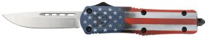CobraTec Knives MCUSAFS3DNS FS-3 American Flag Medium 3" OTF Drop Point Plain Satin D2 Steel Blade, 5" US Flag Aluminum Cerakoted Handle