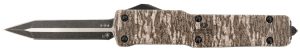 Templar Knife MAMOB121 Premium LW  Slim 3.16" OTF Dagger Plain Black Oxide Stonewashed Powder Coated D2 Steel Blade, 4.93" Mossy Oak Bottomland Aged Aluminum Handle