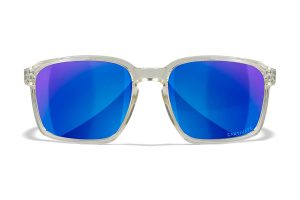 Wiley X AC6ALF09 Alfa  M/L Blue Mirror Lens Polycarbonate Gloss Clear Crystal Frame Frame