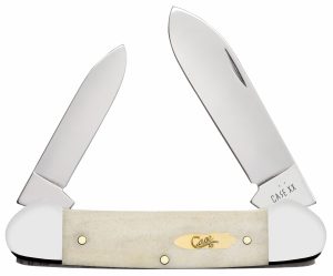 Case 11023 Canoe Folding Pen/Spear Plain Tru-Sharp SS Blade, Smooth Natural Bone Handle