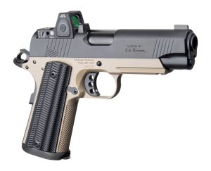Ed Brown Special Forces Commander SOCOM w/Optic 45 ACP 7+1 4.25" Black Nitride Barrel, Black Gen4 Stainless Steel Serrated w/Optic Slide, Flat Dark Earth Gen4 Stainless Steel Frame w/Accessory Rail,