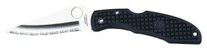 Spyderco  Endura  3.75" Folding Clip Point Serrated VG-10 SS Blade/Black  Textured FRN Handle Includes Pocket Clip