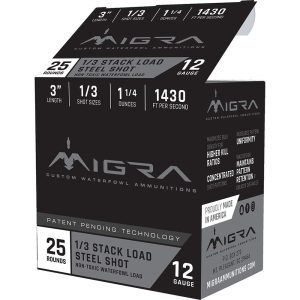 Migra Waterfowl Steel Shot Shotshells 12 ga 3" 1-1/4 oz 1430 fps #1/#3 25/ct