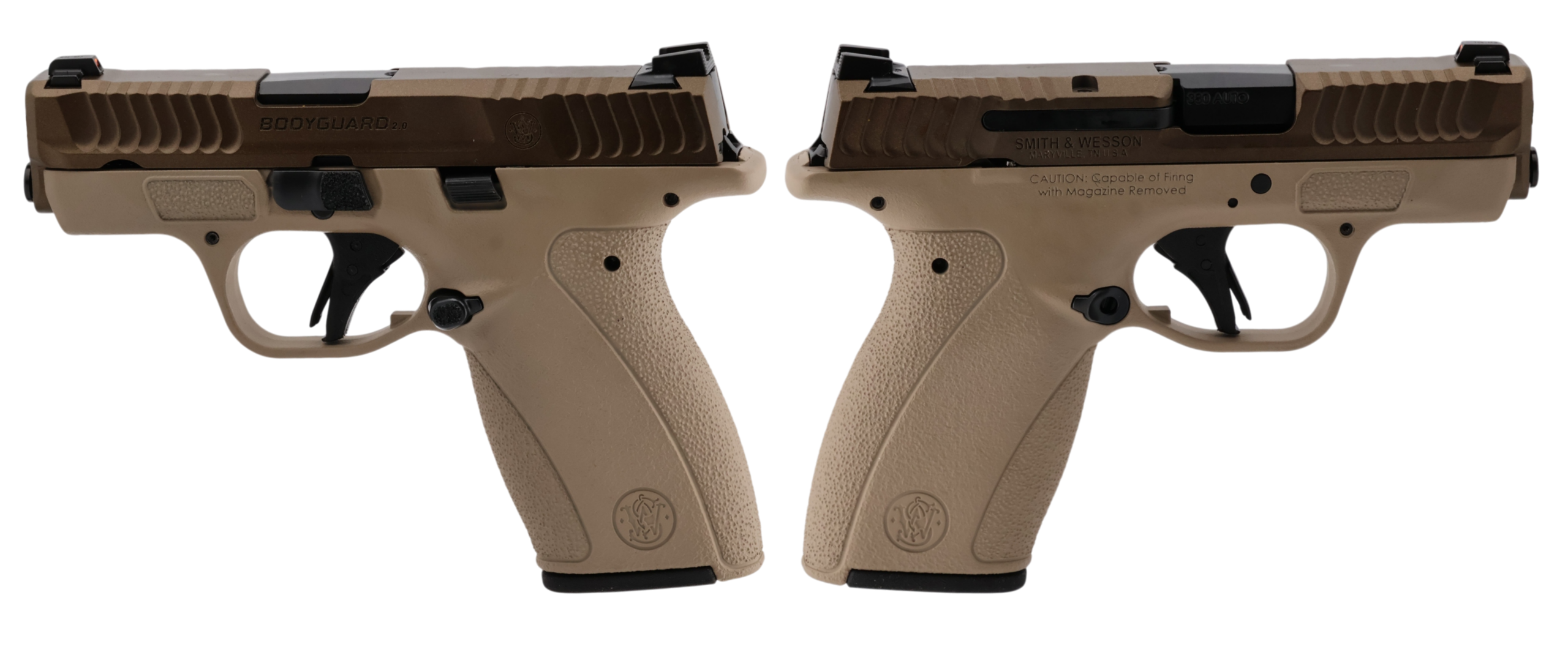 SMITH & WESSON BODYGUARD 2.0 NMS 380ACP 2.75" TWO TONE TAN 1-10RD 1-12RD