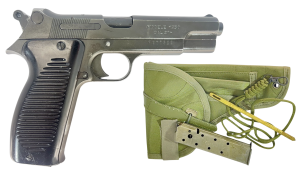 NAVY ARMS MAC 50 PISTOLS SURPLUS 9MM PISTOL W/ HLSTER, CLEANING KIT, LANYARD, ORIGINAL FRENCH MANUAL