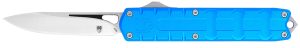 CobraTec Knives CTEBLUM390DNS Enforcer  3.25" OTF Drop Point Plain M390 Steel Blade/Blue Aluminum Handle