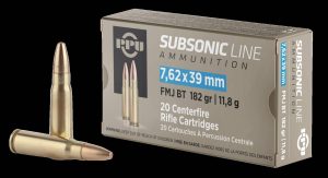 PPU 762 X 39 SUBSONIC FMJ 182GR 20RD BOX 50 BOXES PER CASE